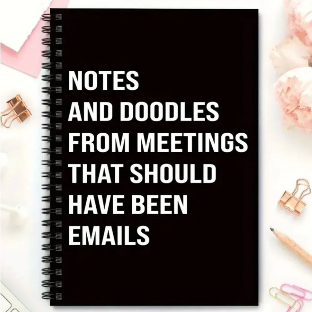 Sarcastic Black Spiral Notebook “Meetings That Should Have Been Emails”